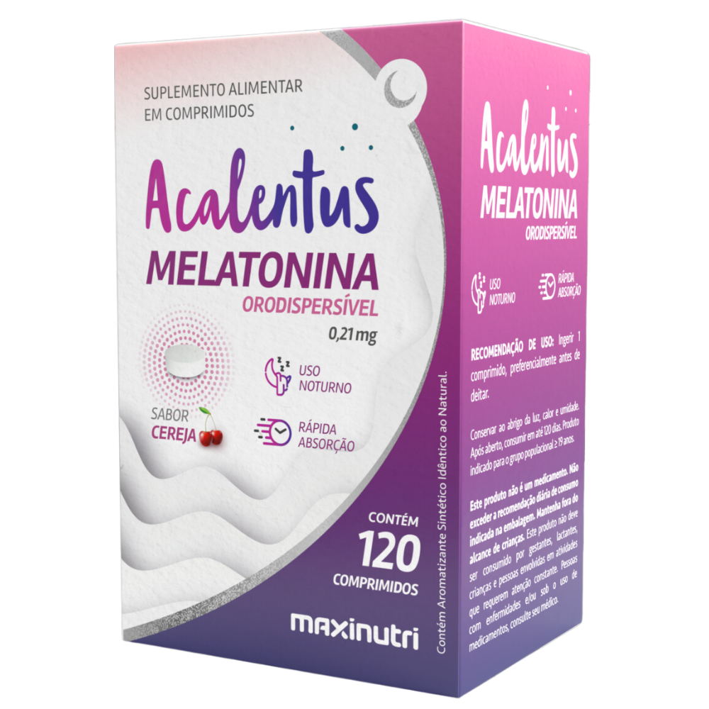Melatonina Orodispersivel - Acalentus 500mg 120 comprimidos Maxinutri
