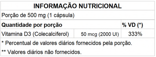 Vitamina D3 (2000UI) 500mg 60 cápsulas Nathus