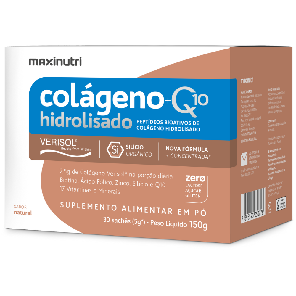 Colageno Sache Verisol Natural (Com CoQ10 e Silício Orgânico) 30x5g Maxinutri