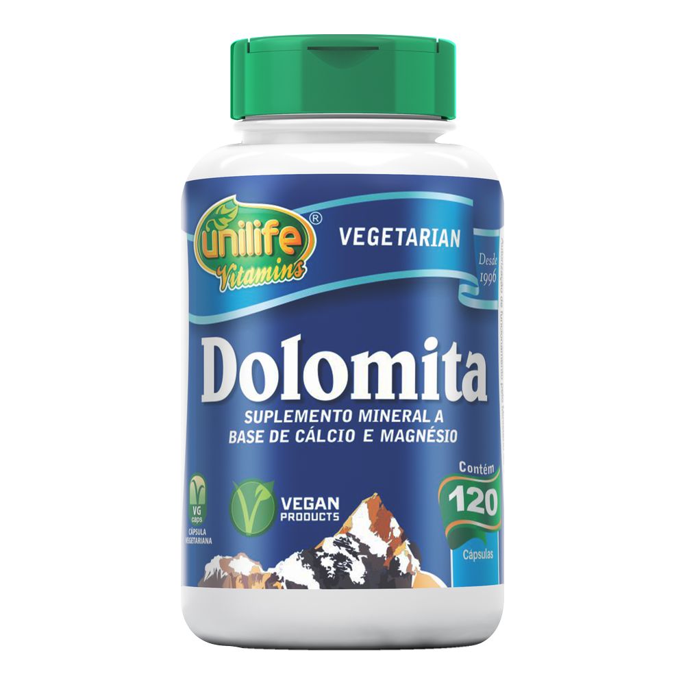 Dolomita - Calcio e Magnesio - 950mg 120 cápsulas Unilife