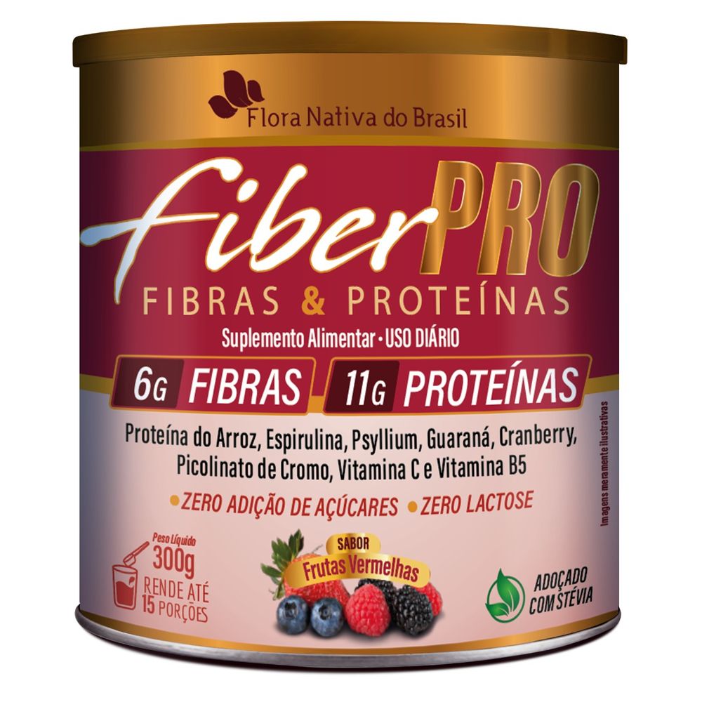 Fiber Pro - Fibras e Proteinas - 300g  Frutas Vermelhas Flora Nativa