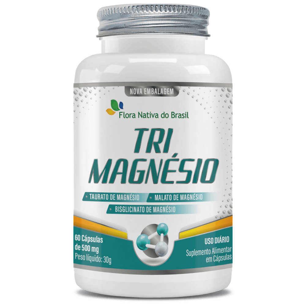 TriMagnesio (Taurato + Bisglicinato + Malato) 500mg 60 cápsulas Flora Nativa