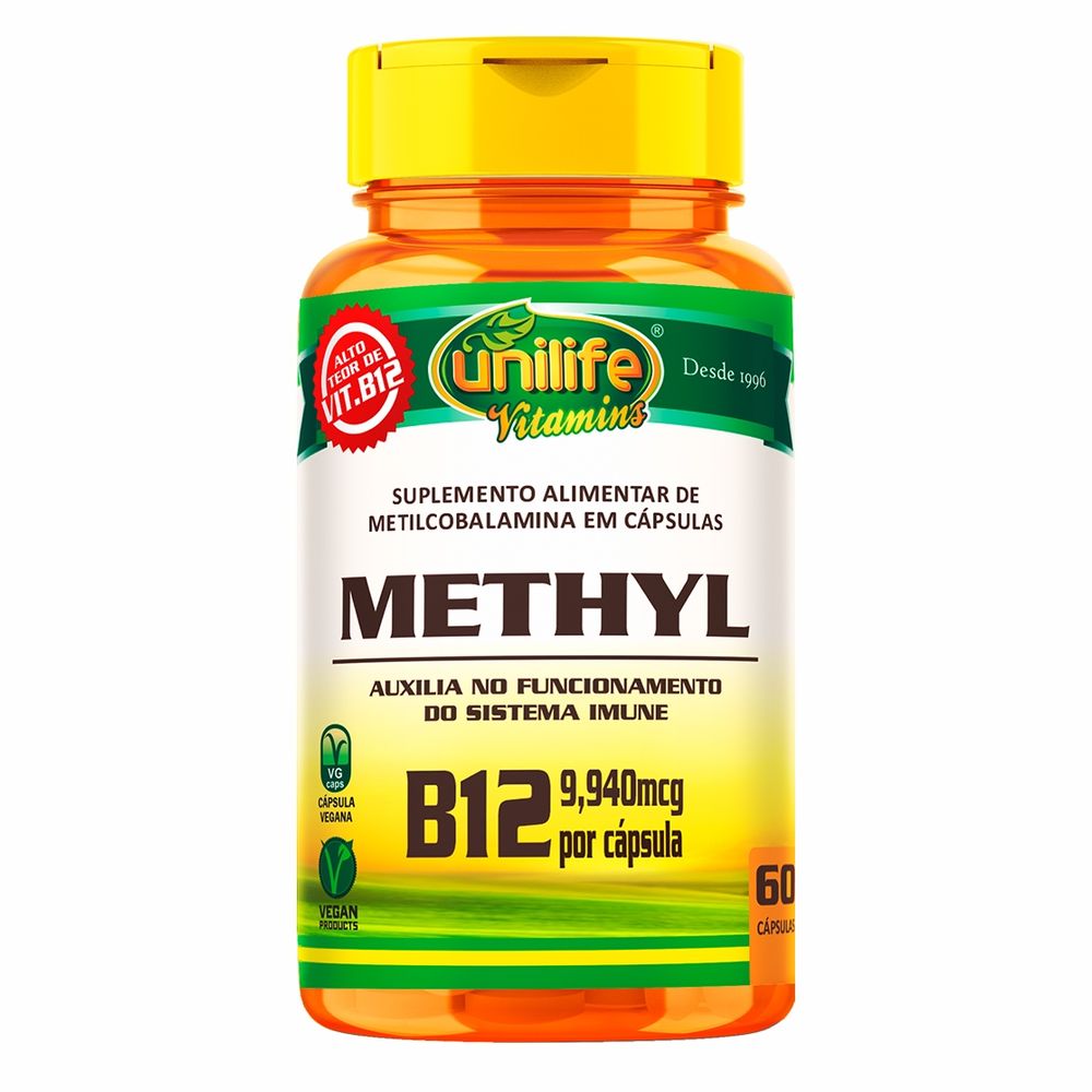 Vitamina B12 - Methyl (Metilcobalamina) - 350mg 60 cápsulas Unilife