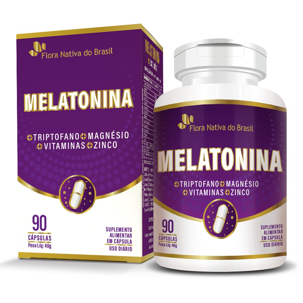 Melatonina com Triptofano (com Vitaminas e Minerais) 90 cápsulas 450mg Flora Nativa