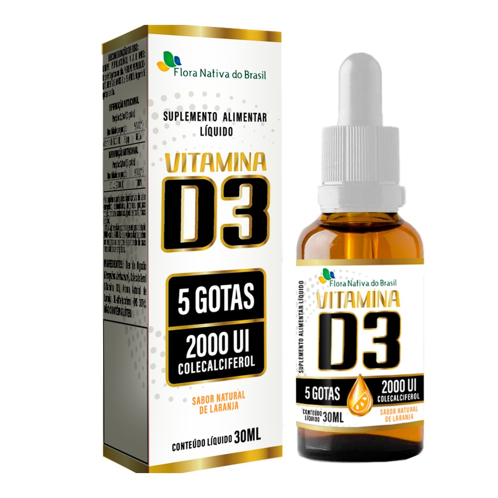 Vitamina D3 (2000ui em 5 gotas) 30ml sabor Laranja Flora Nativa