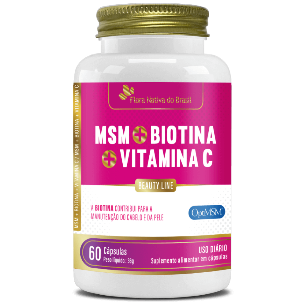 MSM Enxofre Organico com Biotina e Vitamina C 500mg 60 cápsulas Flora Nativa