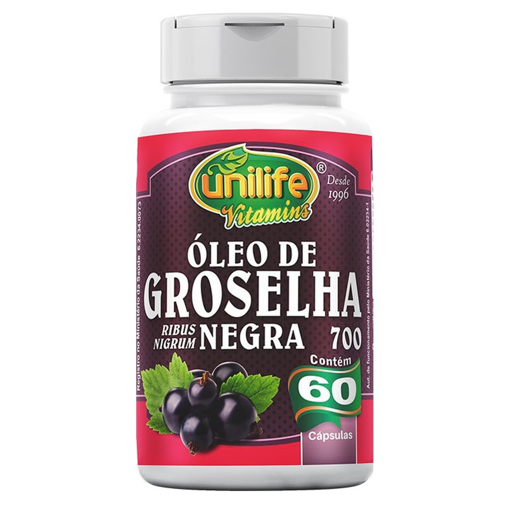 Oleo de Groselha Negra 700mg 60 cápsulas Unilife