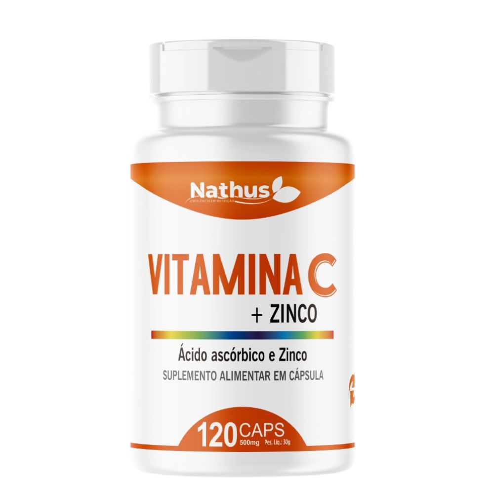 Vitamina C com Zinco 500mg 120 cápsulas Nathus