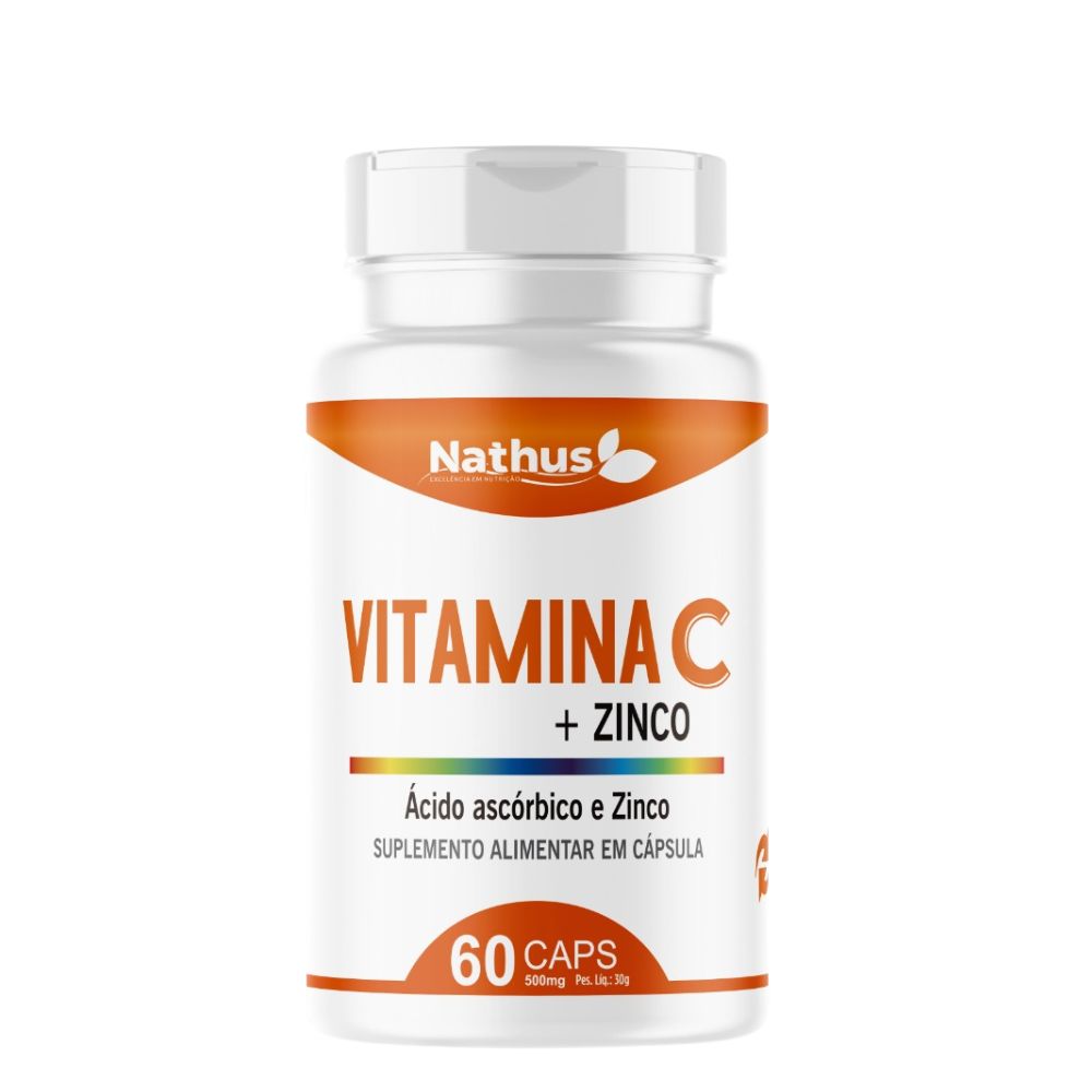 Vitamina C com Zinco 500mg 60 cápsulas Nathus