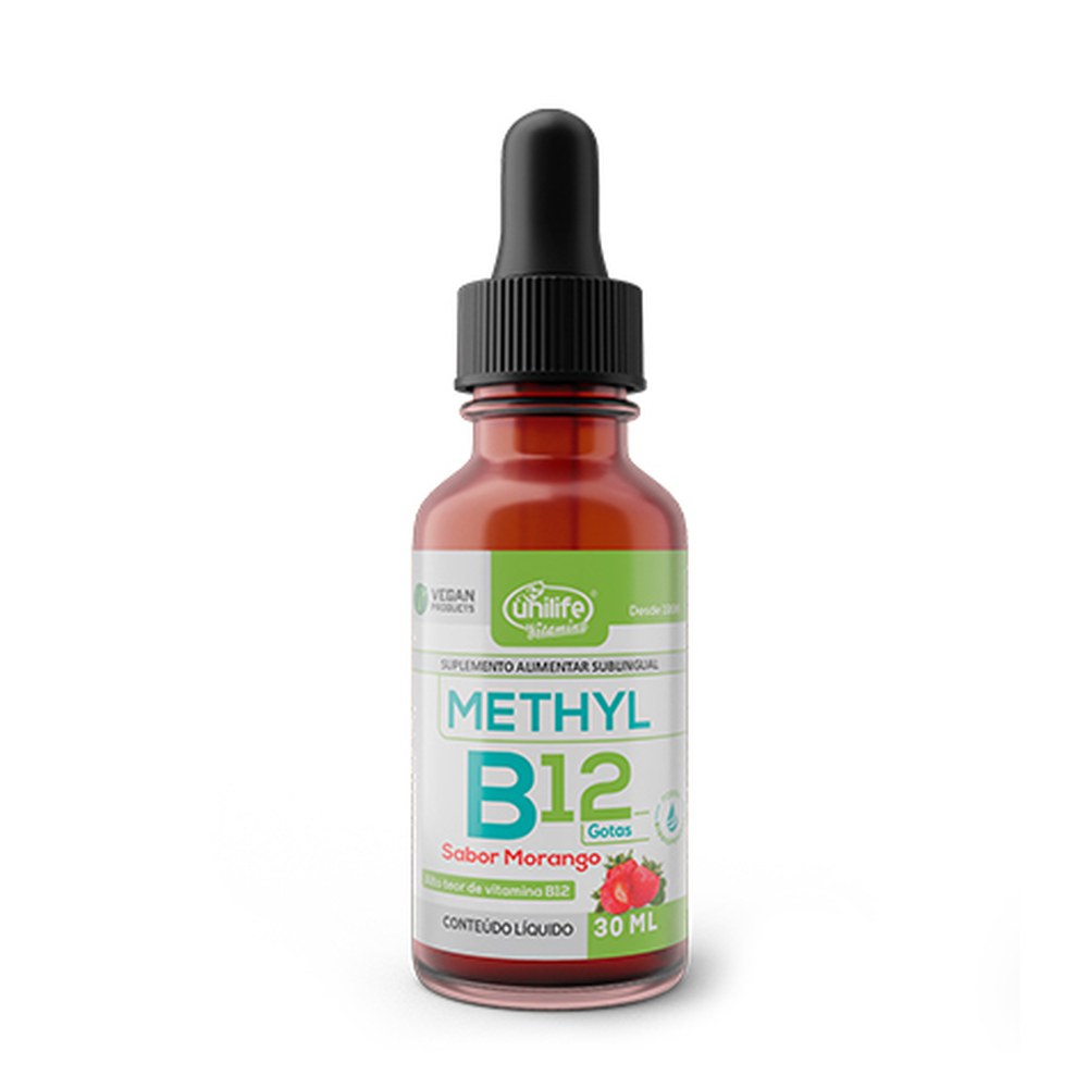 Vitamina B12 - Methyl (Metilcobalamina) Sabor Morango 30ml Unilife