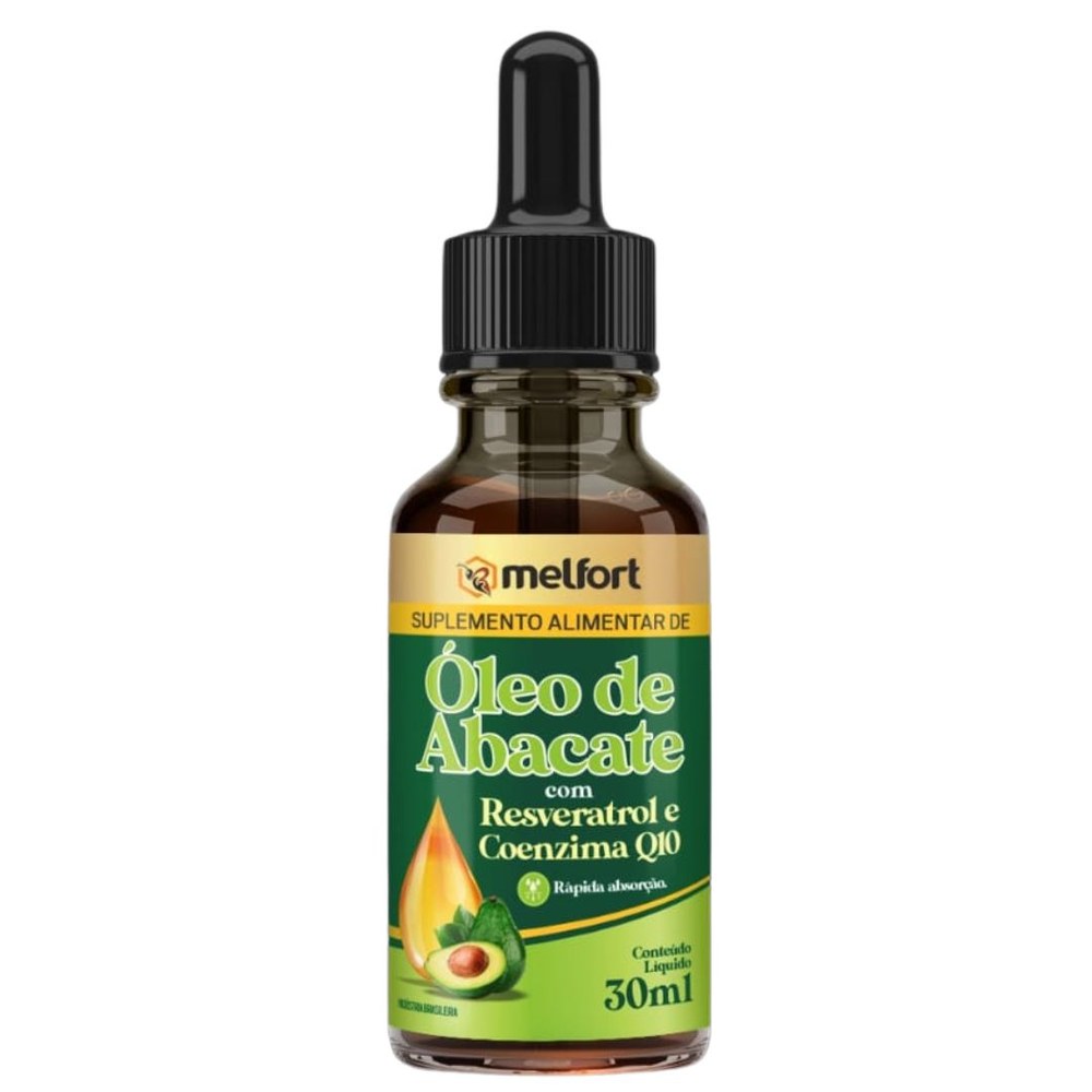 Oleo de Abacate em gotas (Com Resveratrol e CoQ10) 30ml Melfort