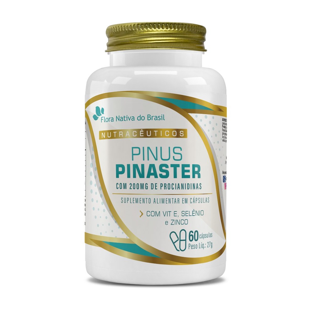 Pinus Pinaster (200mg Procianidinas) Com Vit E, Se e Zn 450mg 60 cápsulas Flora Nativa