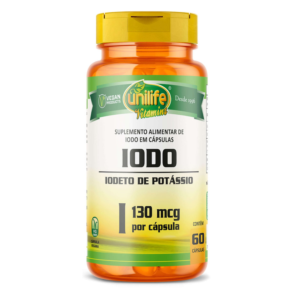 Iodo (Iodeto de Potassio - 130mcg) 450mg 60 cápsulas Unilife