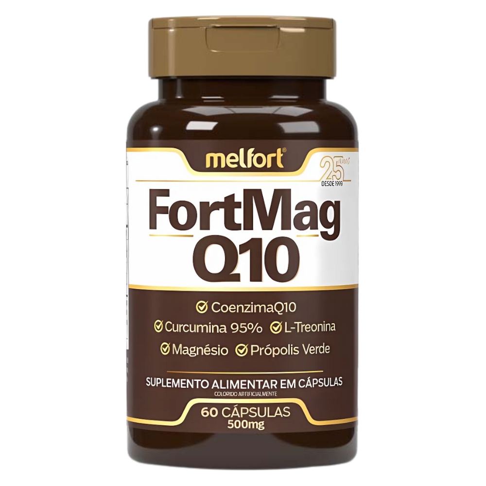 Fort MagQ10 (Magnesio, Treonina, CoQ10, Propolis Verde e Curcuma 95%) 500mg 60 cápsulas Melfort