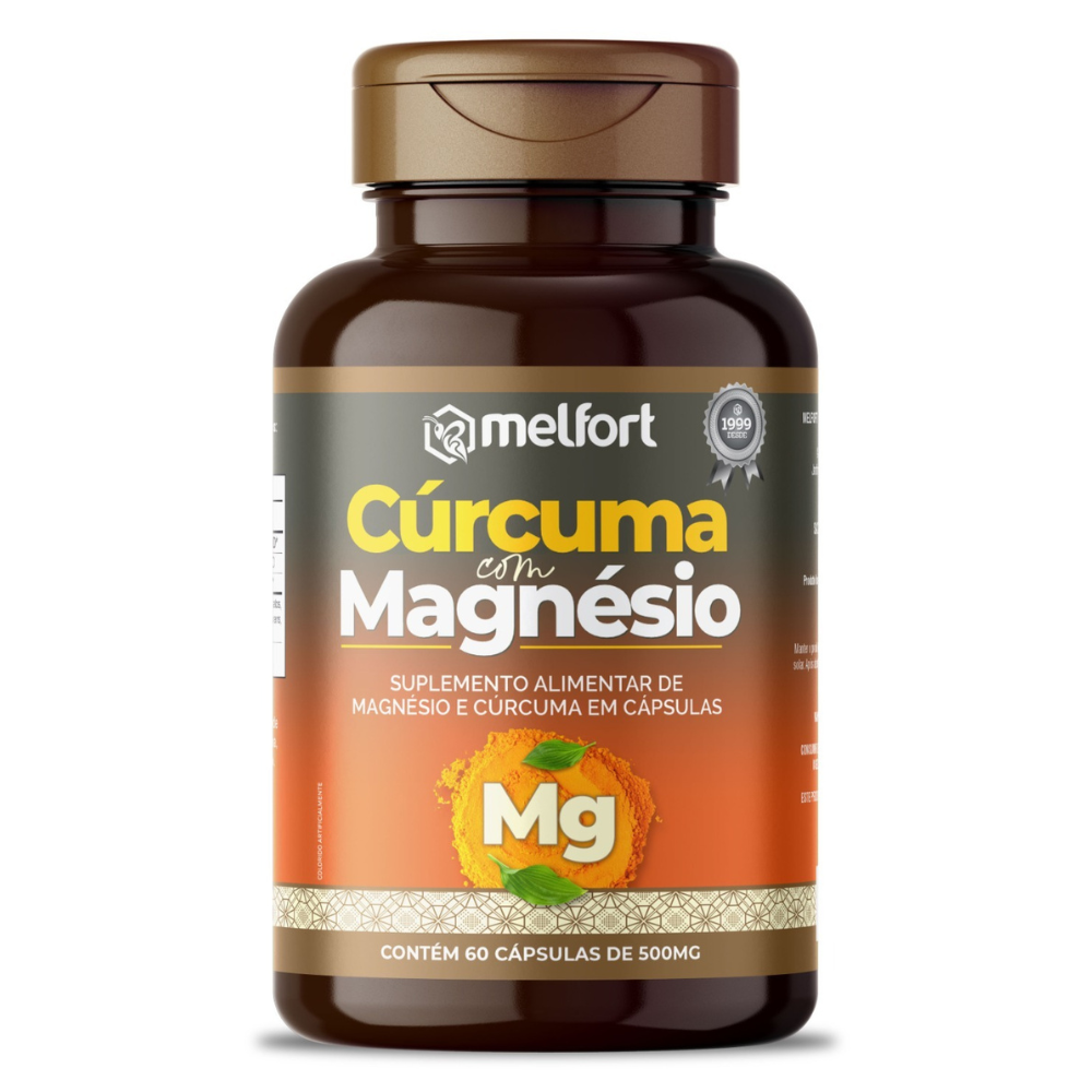 Curcuma com Magnesio Bisglicinato 500mg 60 cápsulas Melfort