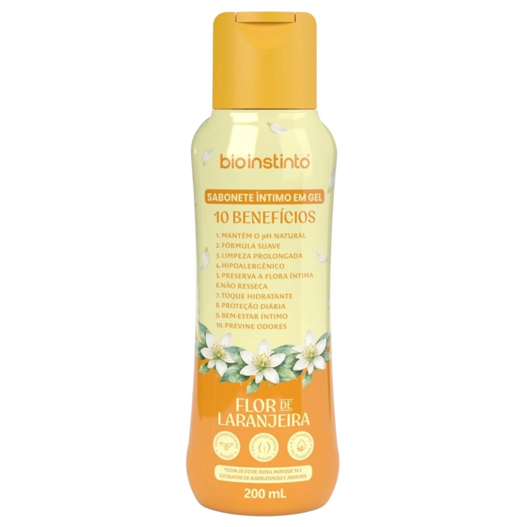 Sabonete Intimo Gel Flor de Laranjeira 200ml (Com Aroeira e Barbatimao) Bio Instinto