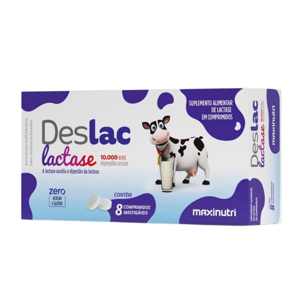 Deslac Mastigavel - Lactase 10000 FCC - 8 comprimidos Maxinutri