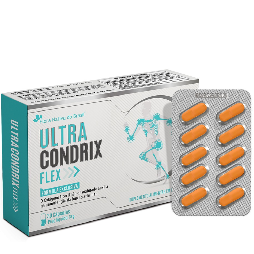 Condrix Ultra Flex - Colageno II, Curcuma e Associações - 600mg 30 cápsulas Flora Nativa