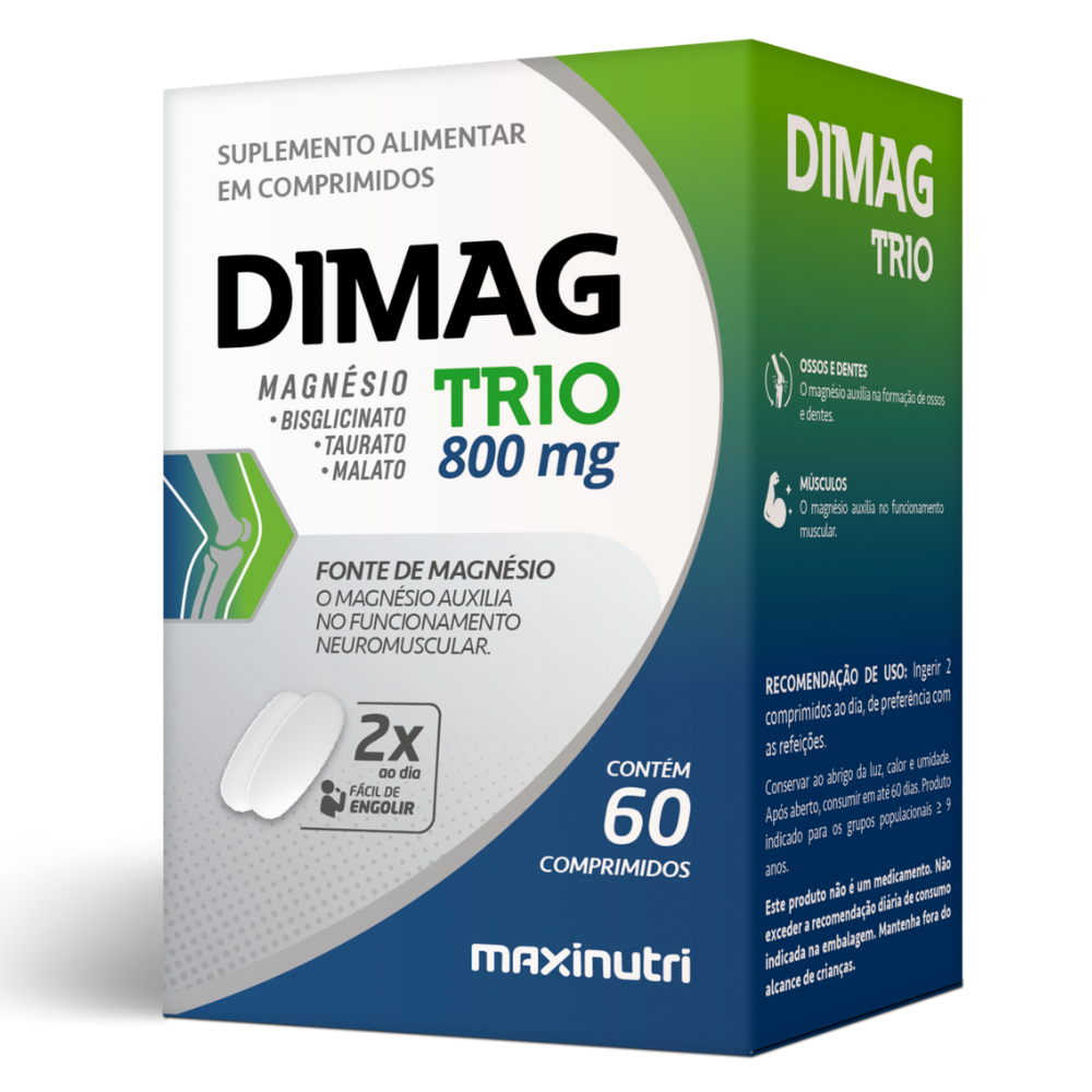 Dimag Trio - Dimalato, Bisglicinato e Taurato - 800mg 60 cápsulas Maxinutri
