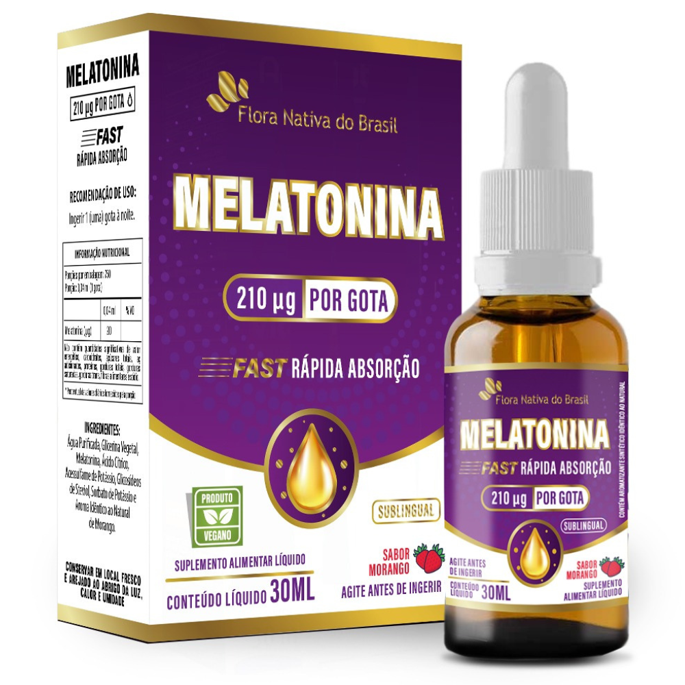 Melatonina - sabor Morango (0,21mg / gota) 30 ml Flora Nativa