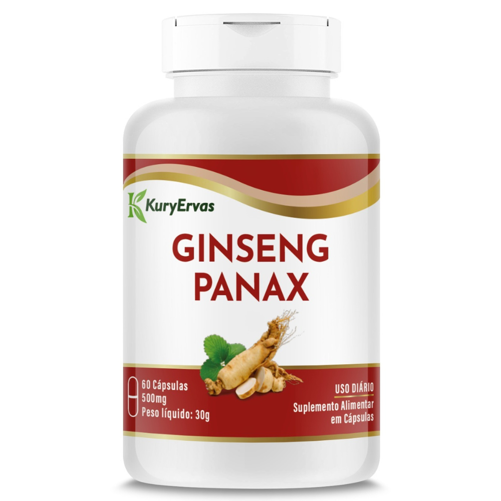 Ginseng Panax (Ginseng Coreano) 500mg 60 cápsulas Kury Ervas