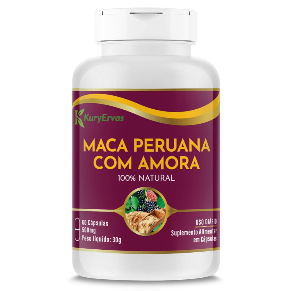 Maca Peruana com Amora Miura 500mg 60 cápsulas Kury Ervas