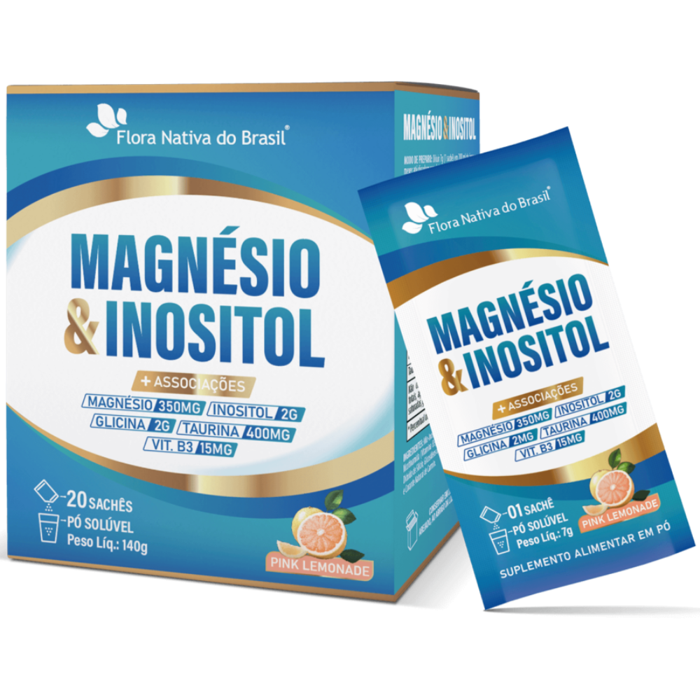 Magnesio com Inositol e associações 20x7g sabor Pink Lemonade Flora Nativa