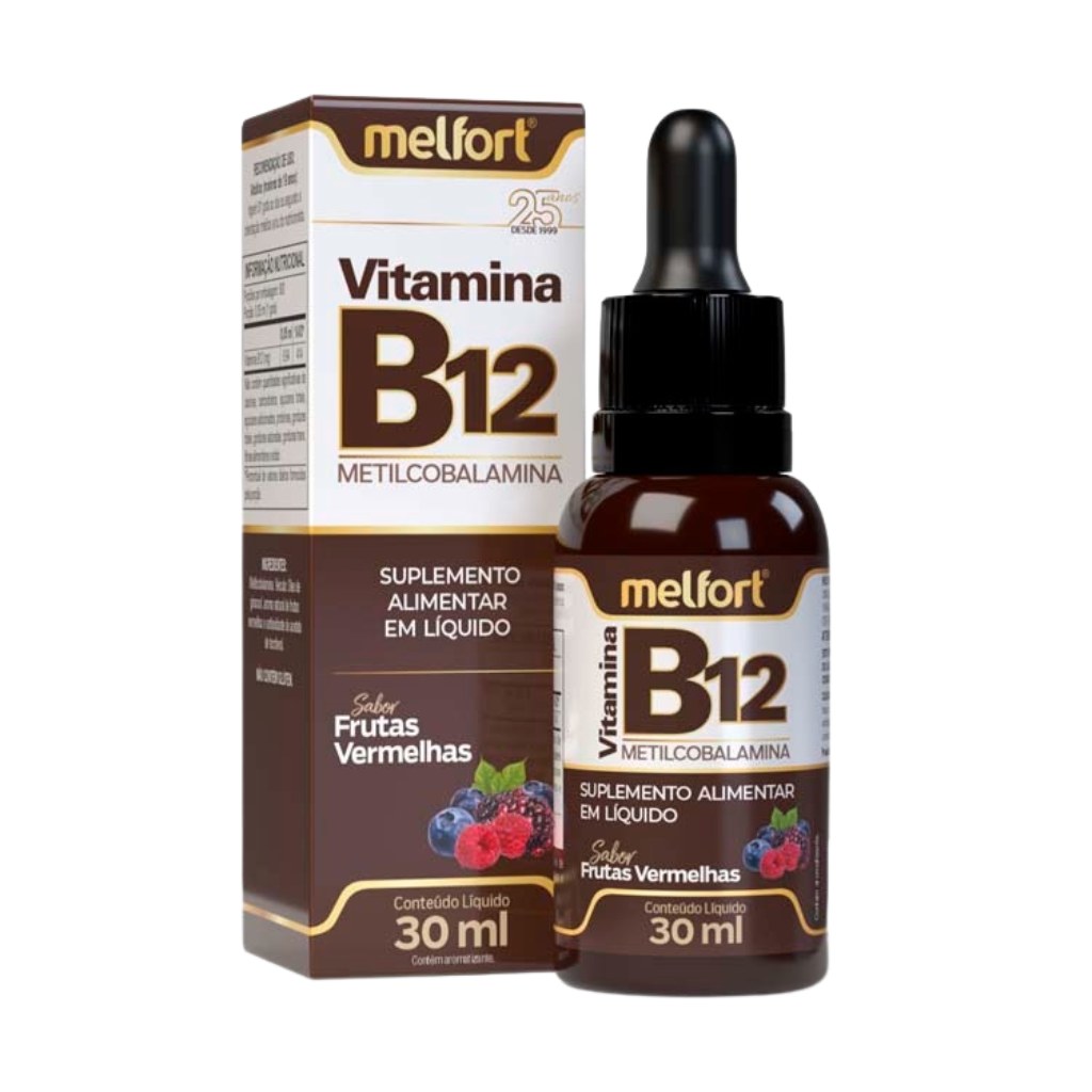 Vitamina B12 - Metilcobalamina 30ml Sabor Frutas Vermelhas Melfort