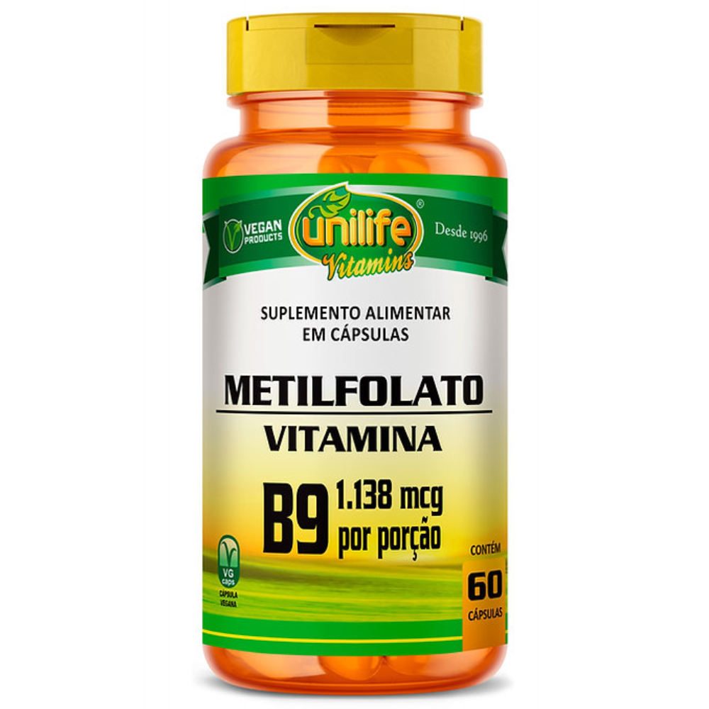 Vitamina B9 - Metilfolato 500mg 60 cápsulas Unilife