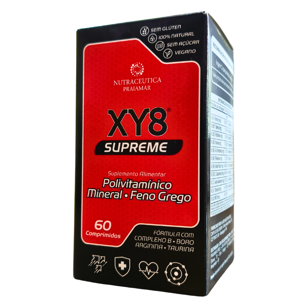 XY8 Supreme - Feno Grego, Boro e Associações 1300mg 60 comprimidos Praiamar