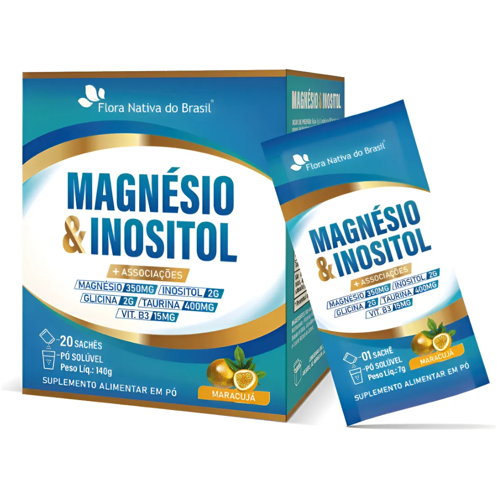 Magnesio com Inositol e associações 20x7g sabor Maracuja Flora Nativa