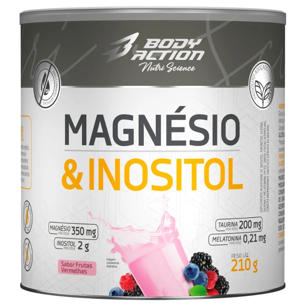 Magnesio e Inositol 210g Frutas Vermelhas Body Action
