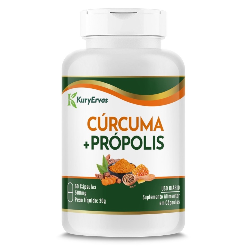 Curcuma com Propolis 500mg 60 cápsulas Kury Ervas