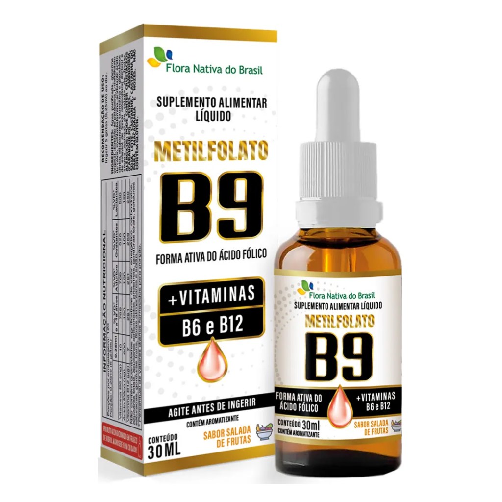 Metilfolato com Metilcobalamina - Maxfol (B9, B6 e B12) Sabor Frutas 30ml Flora Nativa