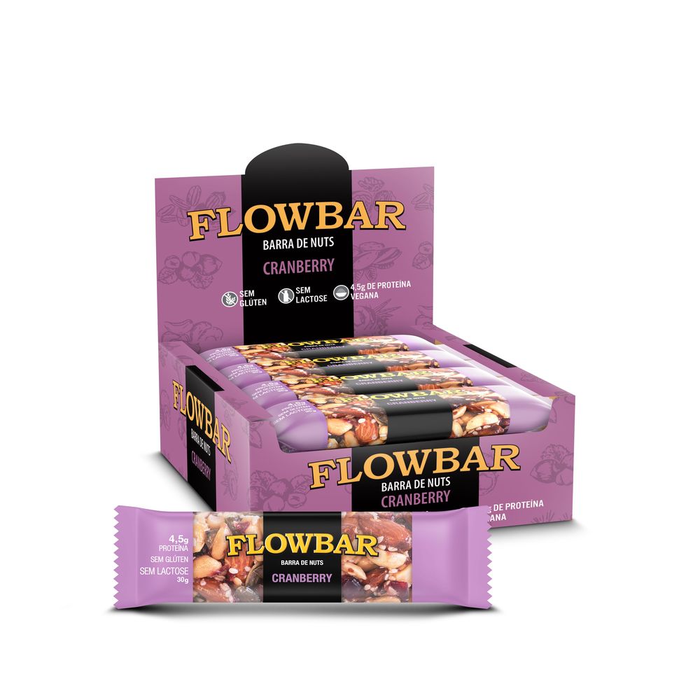 Barra de Nuts Cranberry 12un/30g Flowbar