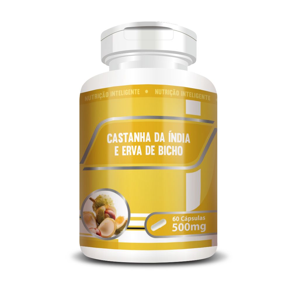 Castanha da India com Erva de Bicho 500mg 60 cápsulas RN Suplementos
