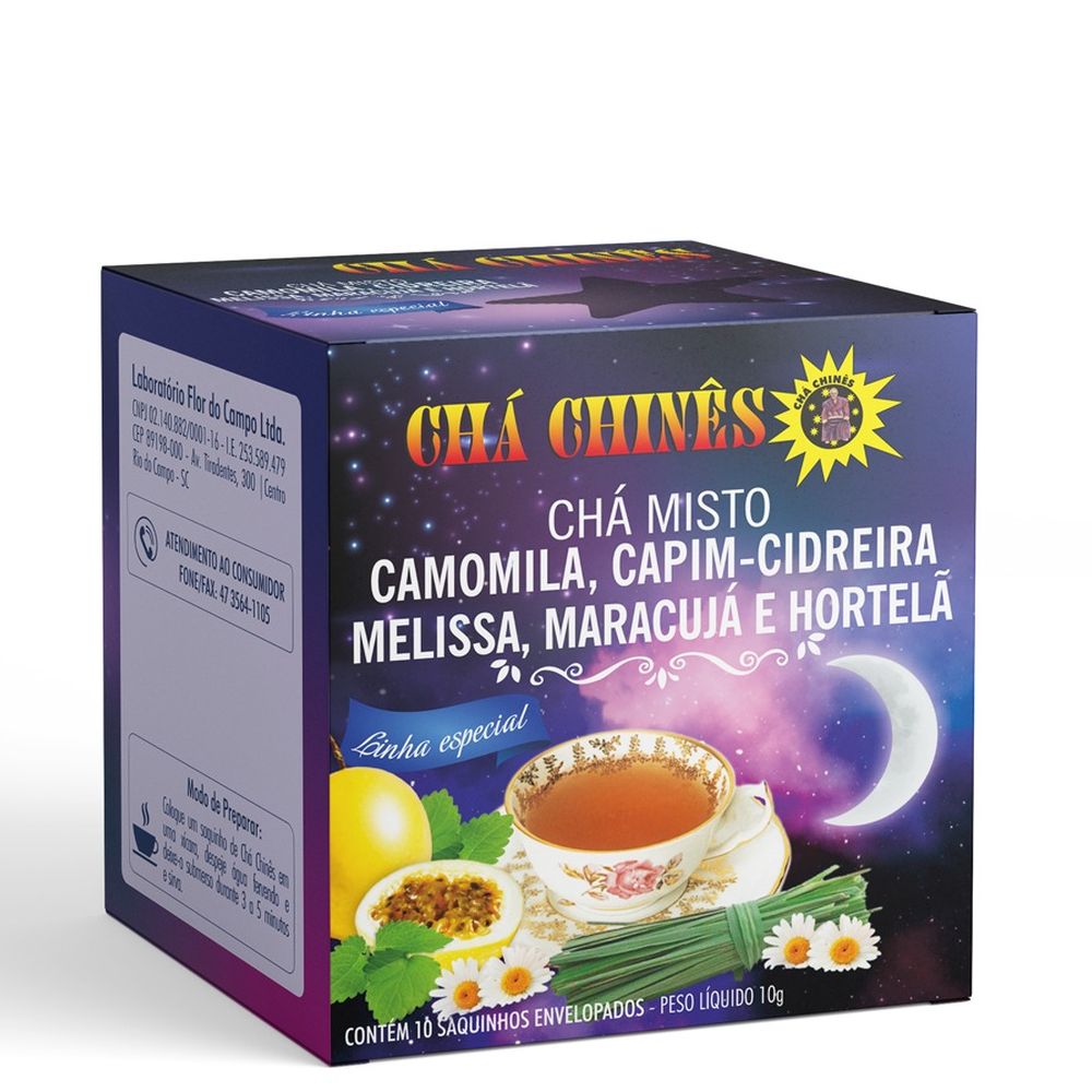 Cha Camomila, Cidreira, Melissa e Maracuja (Bela Noite) 10g Cha Chines