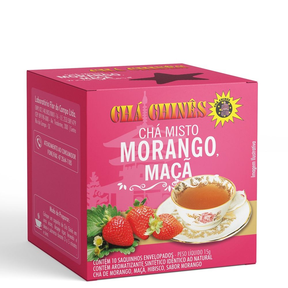 Cha Morango com Maça 15g Cha Chines
