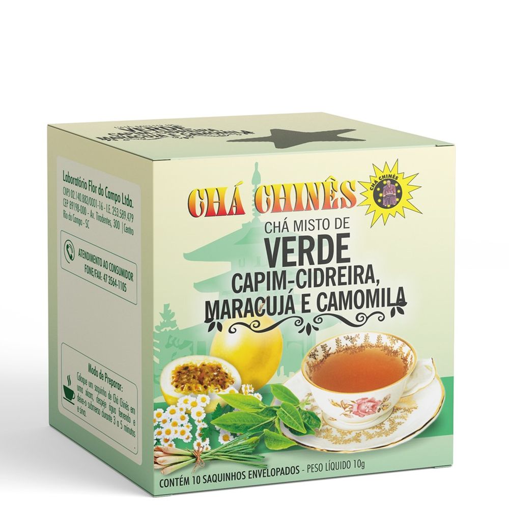 Cha Verde, Capim-Cidreira com Maracuja e Camomila 10g Cha Chines