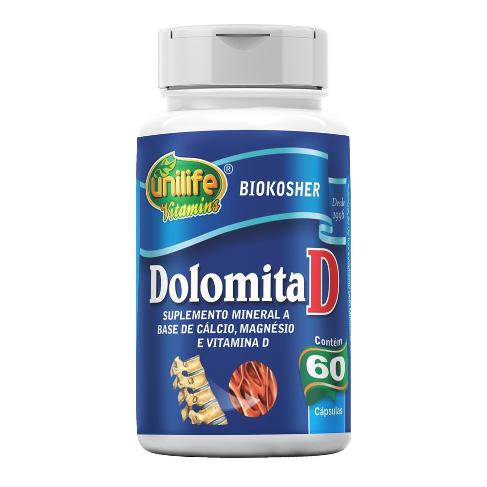 Dolomita D - Calcio Magnesio e Vit D - 950mg 60 cápsulas Unilife