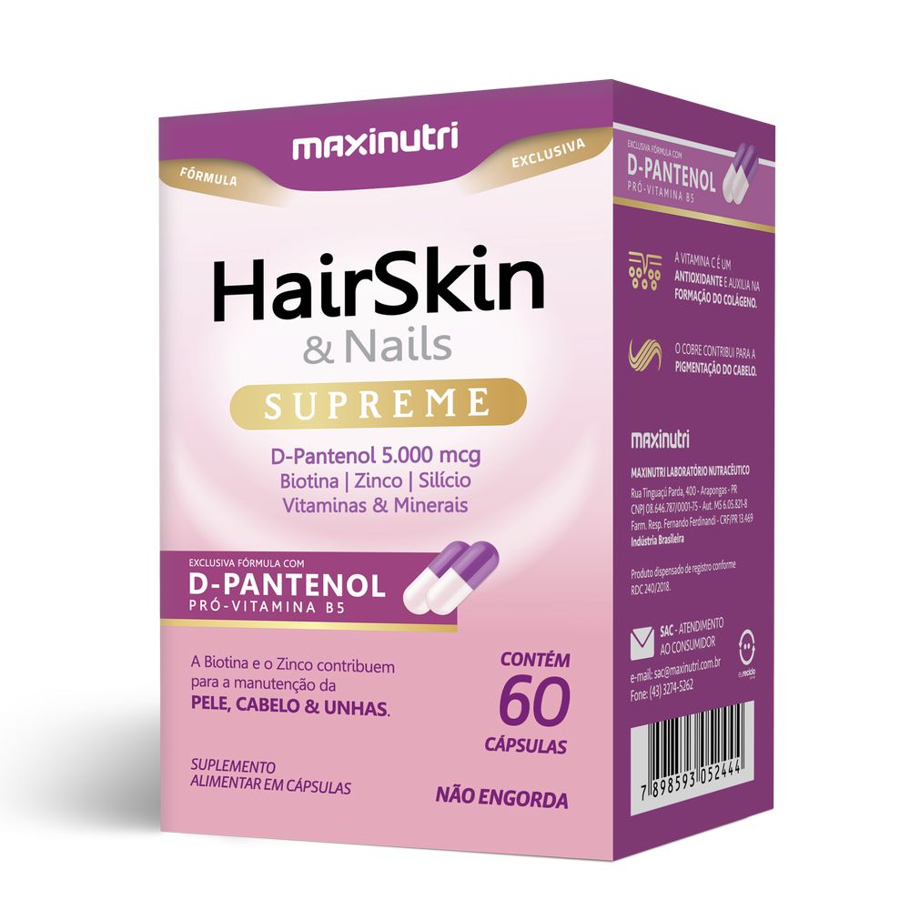 HairSkin Supreme D-Pantenol 60 cápsulas Maxinutri