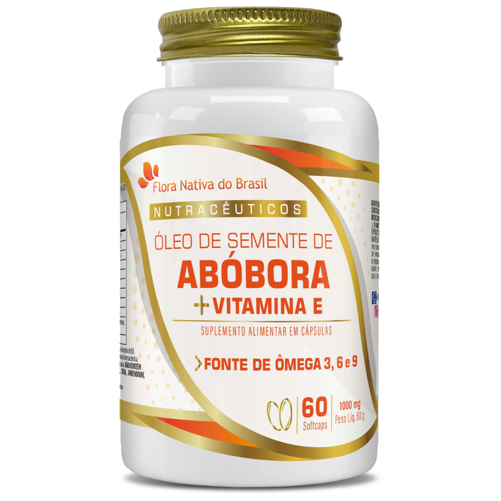 Oleo de Semente de Abobora com Vit. E 1000mg 60 cápsulas Flora Nativa