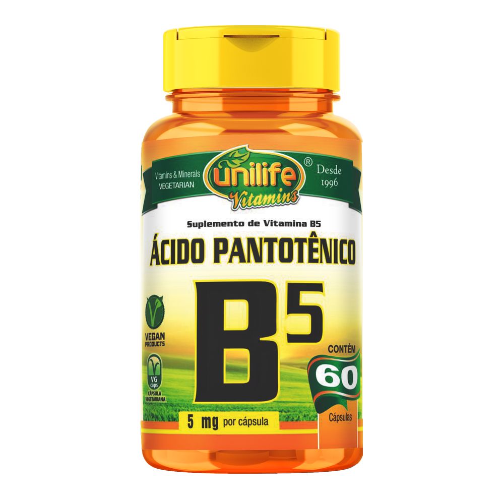 Vitamina B5 - Acido Pantotenico - 500mg 60 cápsulas Unilife