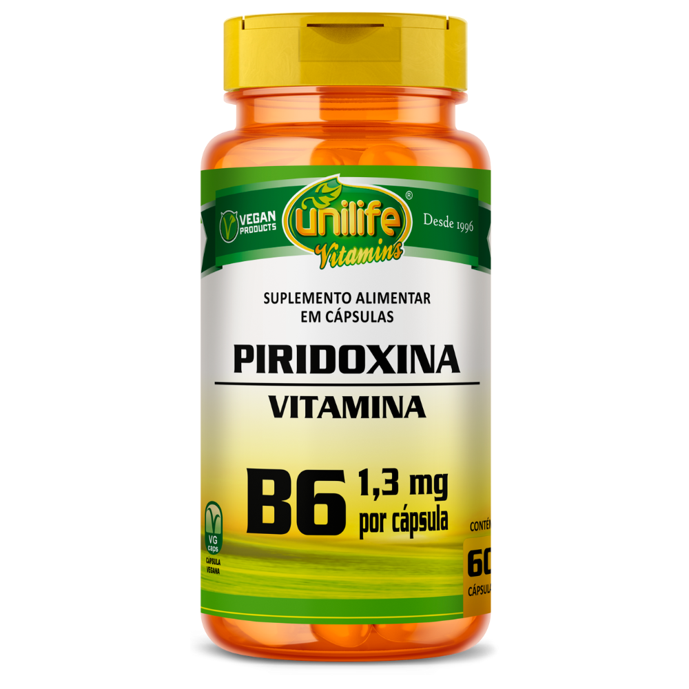 Vitamina B6 - Piridoxina - 500mg 60 cápsulas Unilife