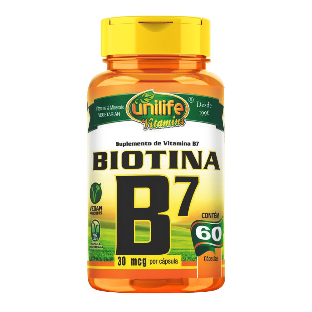 Vitamina B7 - Biotina - 500mg 60 cápsulas Unilife