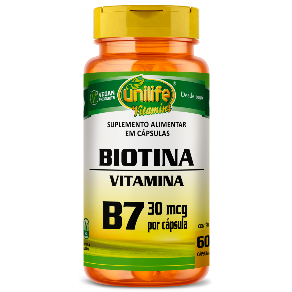 Vitamina B7 - Biotina - 500mg 60 cápsulas Unilife
